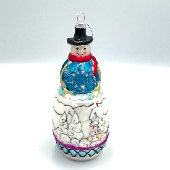 Jim Shore Dashaway Blown Glass Snowman Christmas Tree Ornament - Picture 1 of 9